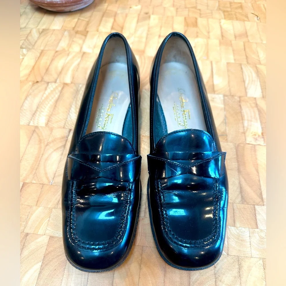 Salvatore Ferragamo Vintage Patent Leather Penny Loafers SZ 7 - Picture 1 of 7